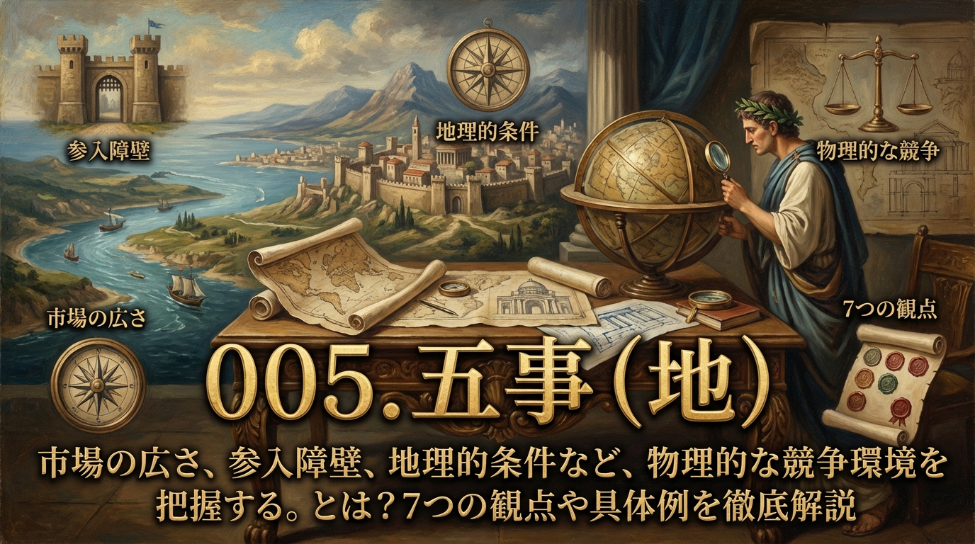 005.五事（地）：市場の広さ、参入障壁、地理的条件など、物理的な競争環境を把握する。とは？7つの観点や具体例を徹底解説