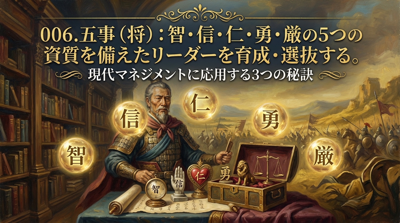 006.五事（将）：智・信・仁・勇・厳の5つの資質を備えたリーダーを育成・選抜する。ためのポイントは？現代マネジメントに応用する3つの秘訣