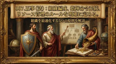 007.五事（法）：組織編成、指揮命令系統、リソース管理のルールを明確に定める。とは？組織を最適化する5つの原則を解説