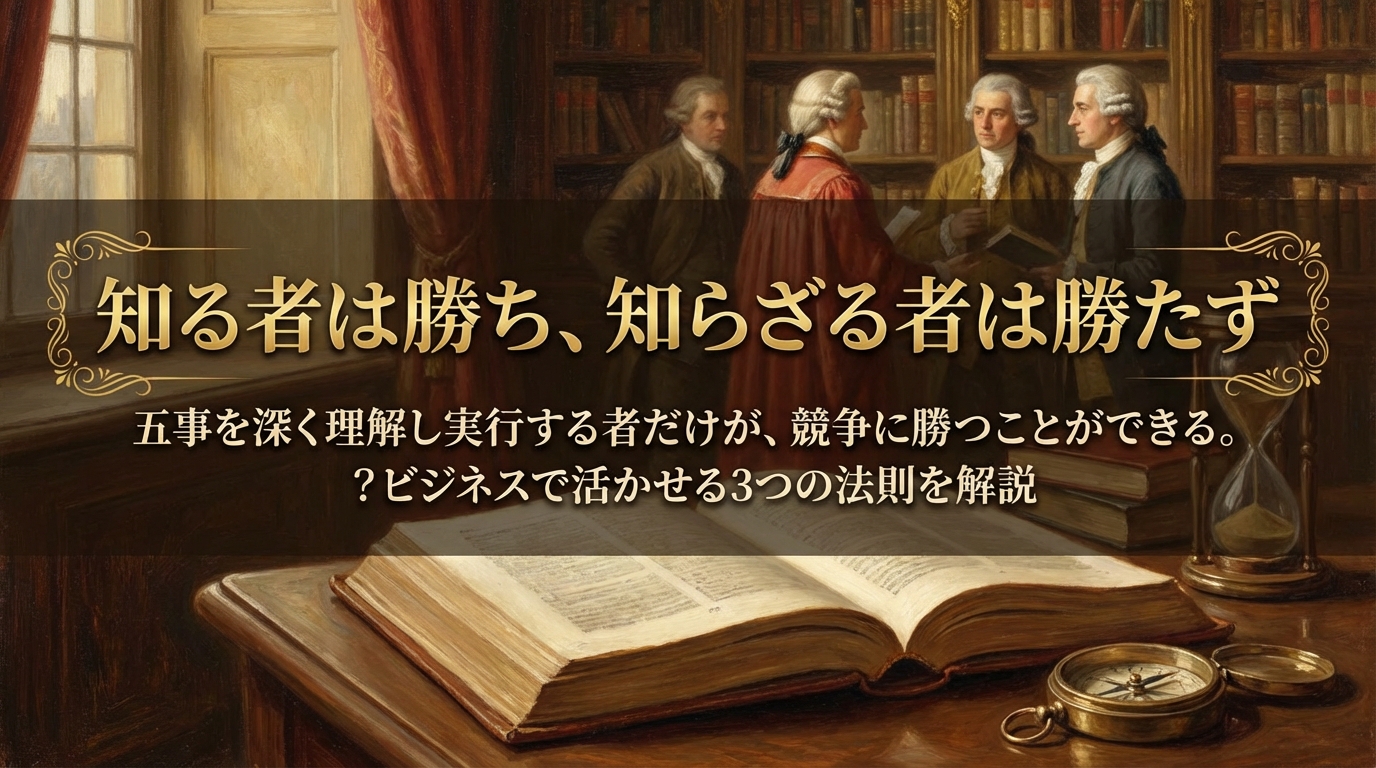 008.知る者は勝ち、知らざる者は勝たず ：五事を深く理解し実行する者だけが、競争に勝つことができる。？ビジネスで活かせる3つの法則を解説