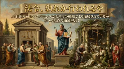 012.法令、孰れか行われるや ：社内ルールやガバナンスがどちらの組織でより徹底されているか。3つの視点で徹底解説！