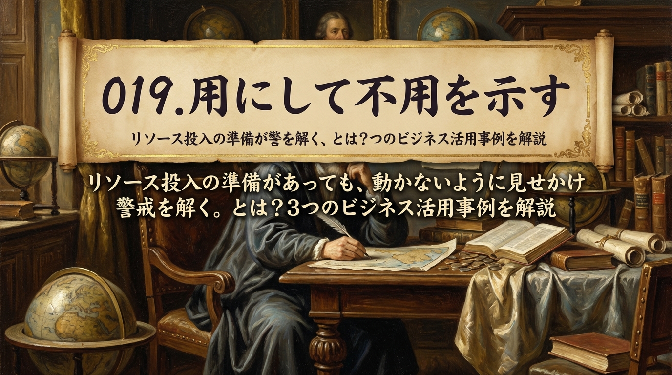 019.用にして不用を示す：リソース投入の準備があっても、動かないように見せかけ警戒を解く。とは？3つのビジネス活用事例を解説