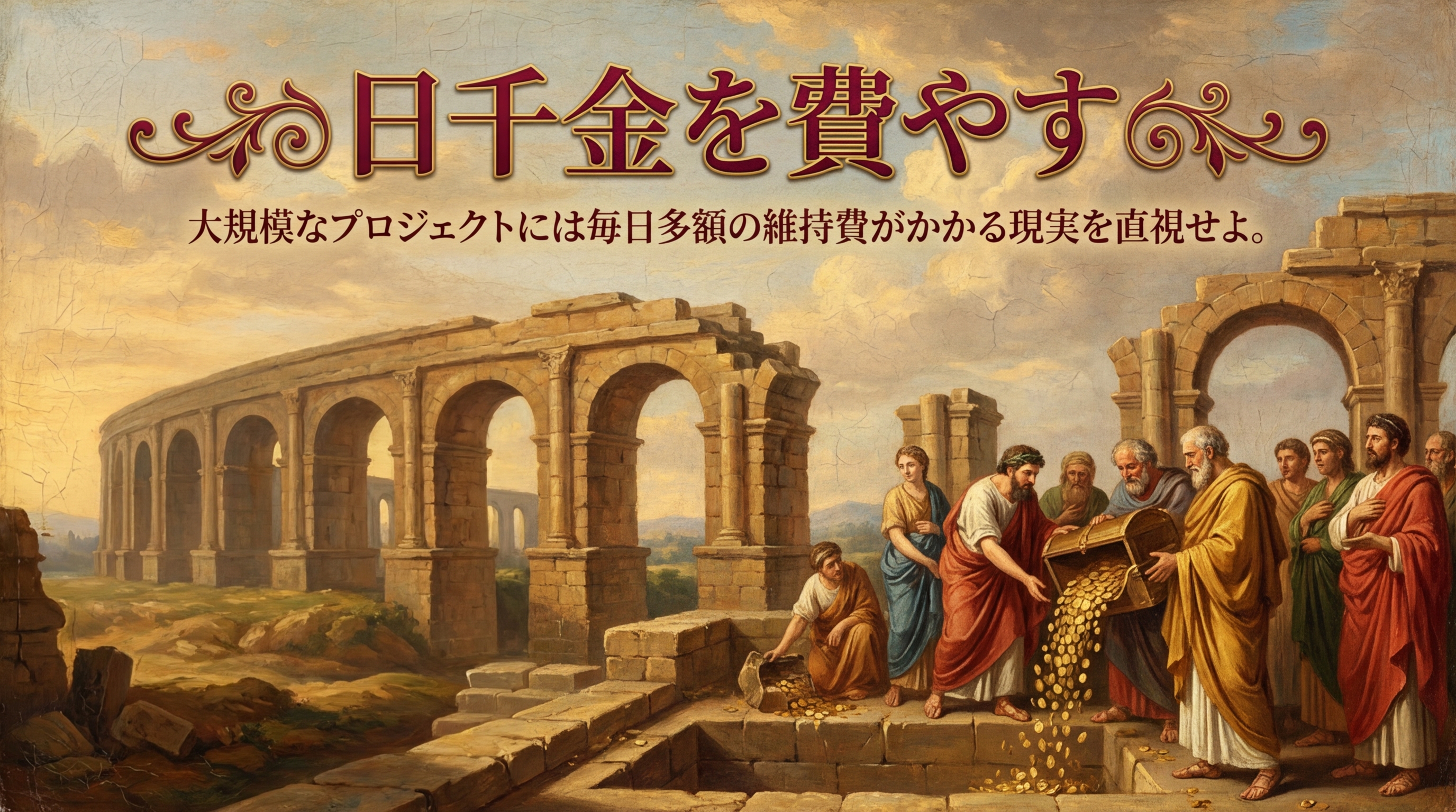 031.日千金を費やす :大規模なプロジェクトには毎日多額の維持費がかかる現実を直視せよ。その意味や3つの具体例とは?