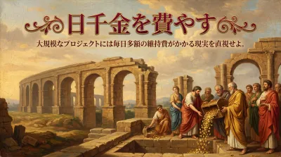 031.日千金を費やす ：大規模なプロジェクトには毎日多額の維持費がかかる現実を直視せよ。その意味や3つの具体例とは？