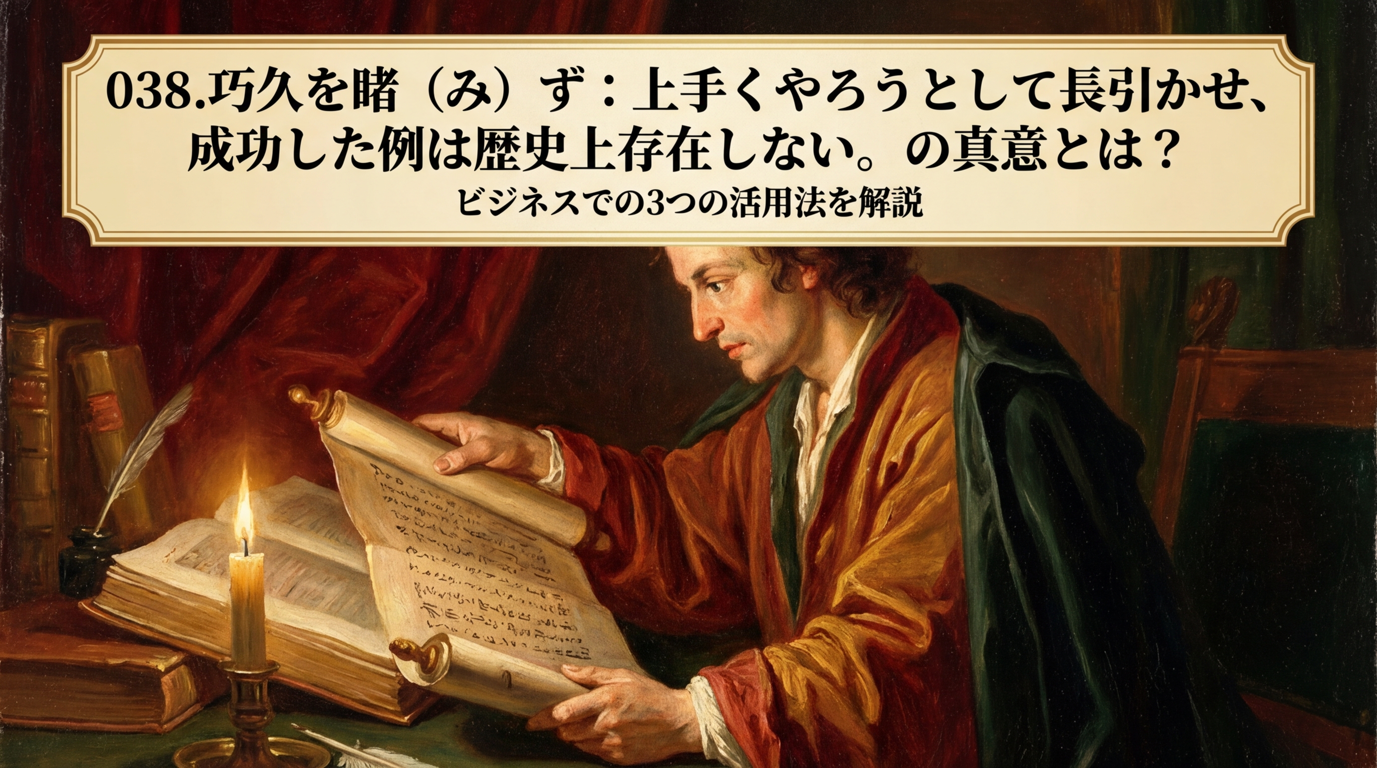 038.巧久を睹(み)ず :上手くやろうとして長引かせ、成功した例は歴史上存在しない。の真意とは?ビジネスでの3つの活用法を解説