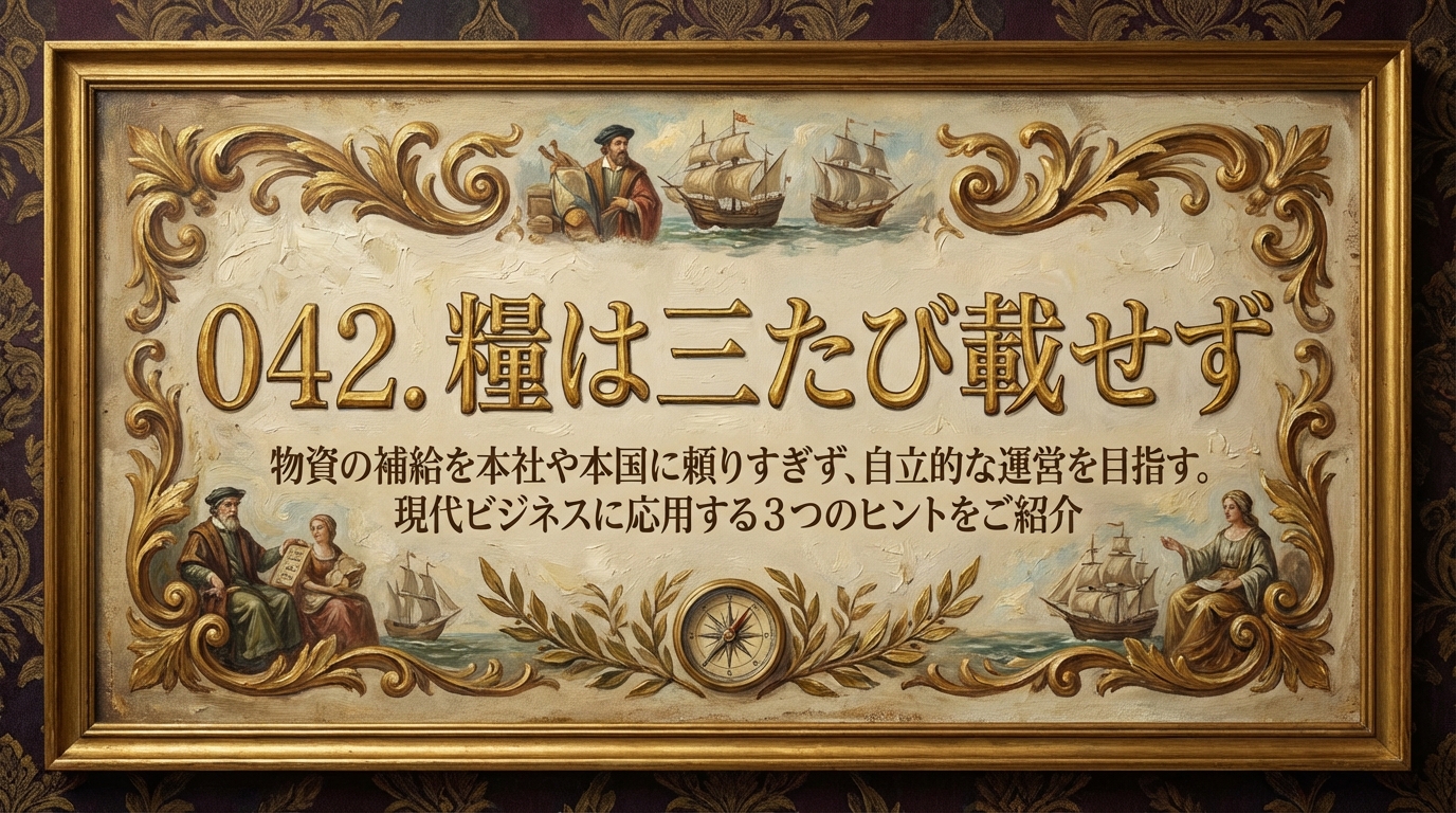 042.糧は三たび載せず ：物資の補給を本社や本国に頼りすぎず、自立的な運営を目指す。？現代ビジネスに応用する3つのヒントをご紹介