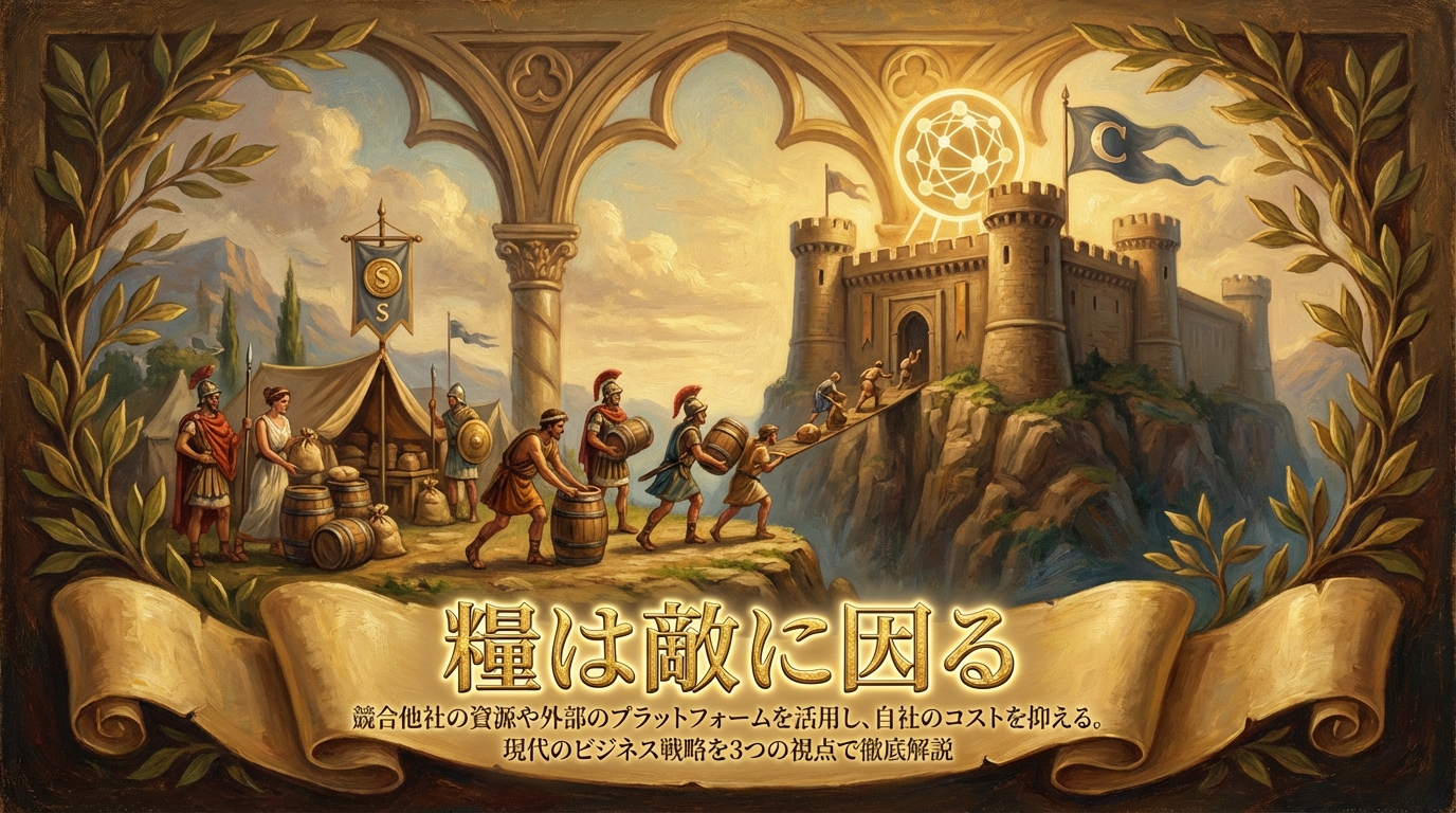 043.糧は敵に因る ：競合他社の資源や外部のプラットフォームを活用し、自社のコストを抑える。？現代のビジネス戦略を3つの視点で徹底解説