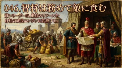 046.智将は務めて敵に食む ：賢いリーダーは、他社のリソースを自社の成長エンジンに変換する。その意味や3つの具体例を徹底解説！