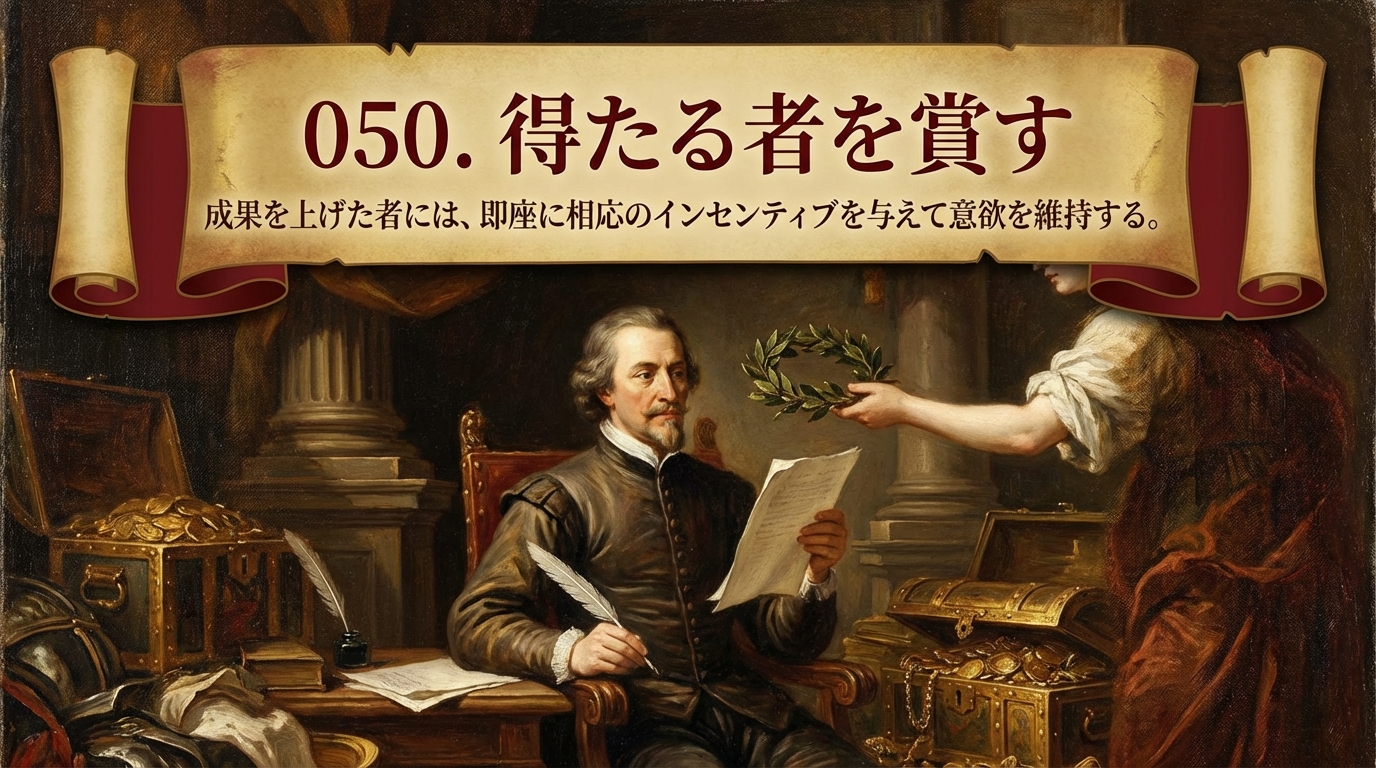 050.得たる者を賞す ：成果を上げた者には、即座に相応のインセンティブを与えて意欲を維持する。とは？3つの具体例や実践方法などをご紹介