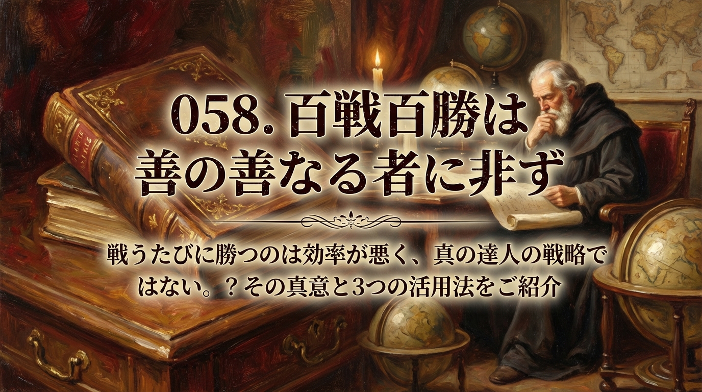 058.百戦百勝は善の善なる者に非ず ：戦うたびに勝つのは効率が悪く、真の達人の戦略ではない。？その真意と3つの活用法をご紹介