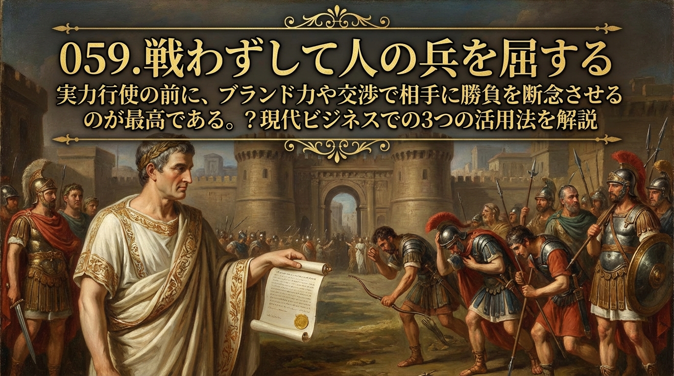 059.戦わずして人の兵を屈する ：実力行使の前に、ブランド力や交渉で相手に勝負を断念させるのが最高である。？現代ビジネスでの3つの活用法を解説