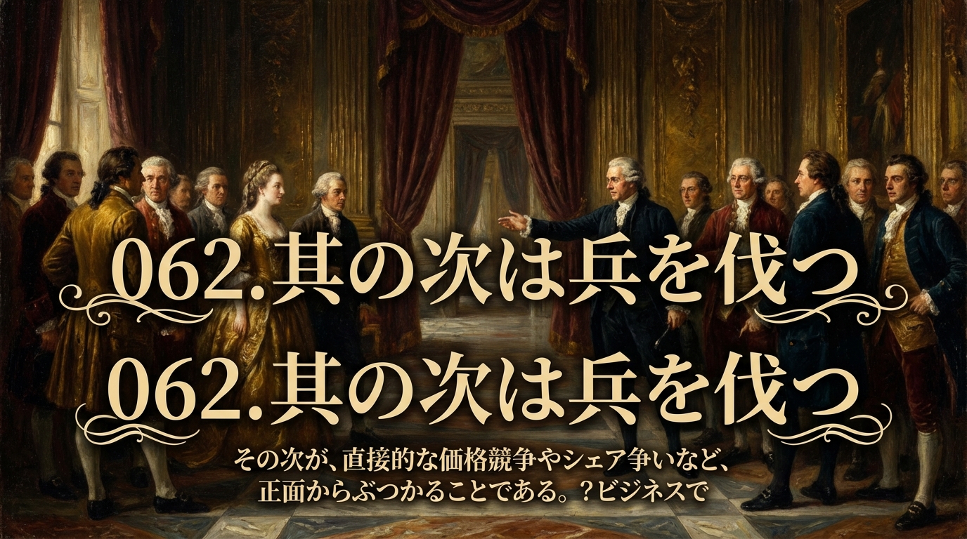062.其の次は兵を伐つ ：その次が、直接的な価格競争やシェア争いなど、正面からぶつかることである。？ビジネスでの意味や具体例などご紹介