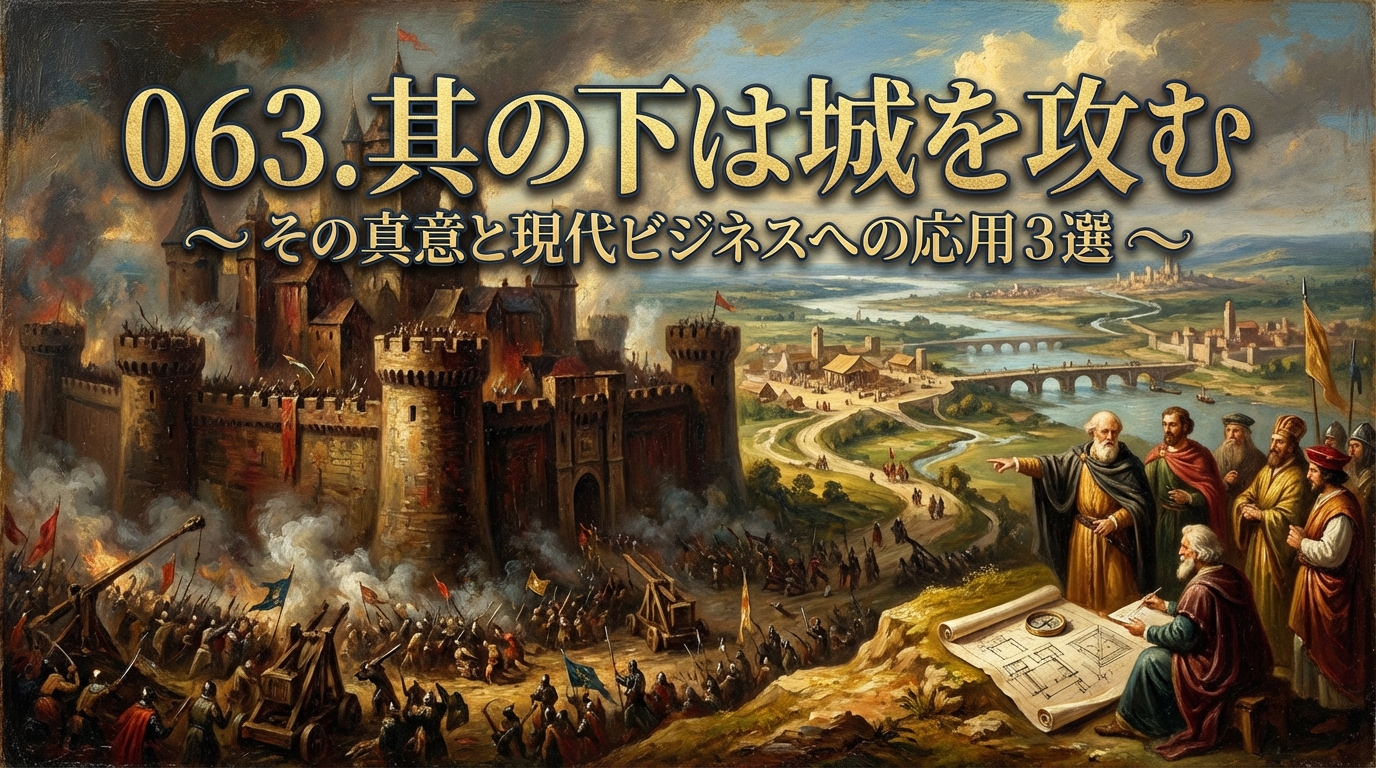 063.其の下は城を攻む ：最悪なのは、相手の牙城や強固な拠点に正面攻撃を仕掛けることである。？その真意と現代ビジネスへの応用3選をご案内