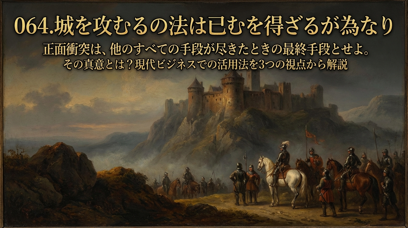 064.城を攻むるの法は已むを得ざるが為なり :正面衝突は、他のすべての手段が尽きたときの最終手段とせよ。その真意とは?現代ビジネスでの活用法を3つの視点から解説