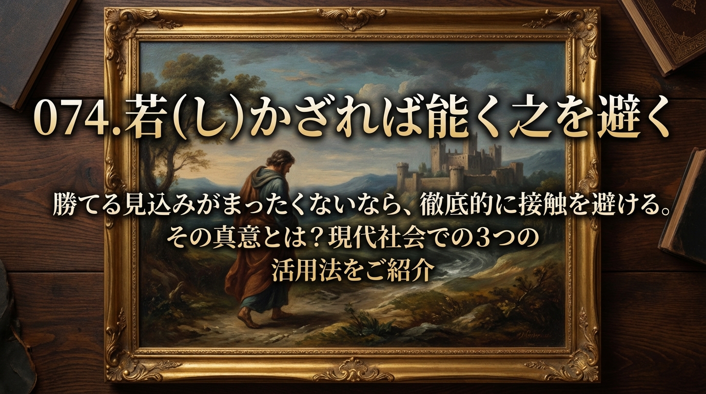 074.若(し)かざれば能く之を避く :勝てる見込みがまったくないなら、徹底的に接触を避ける。その真意とは?現代社会での3つの活用法をご紹介