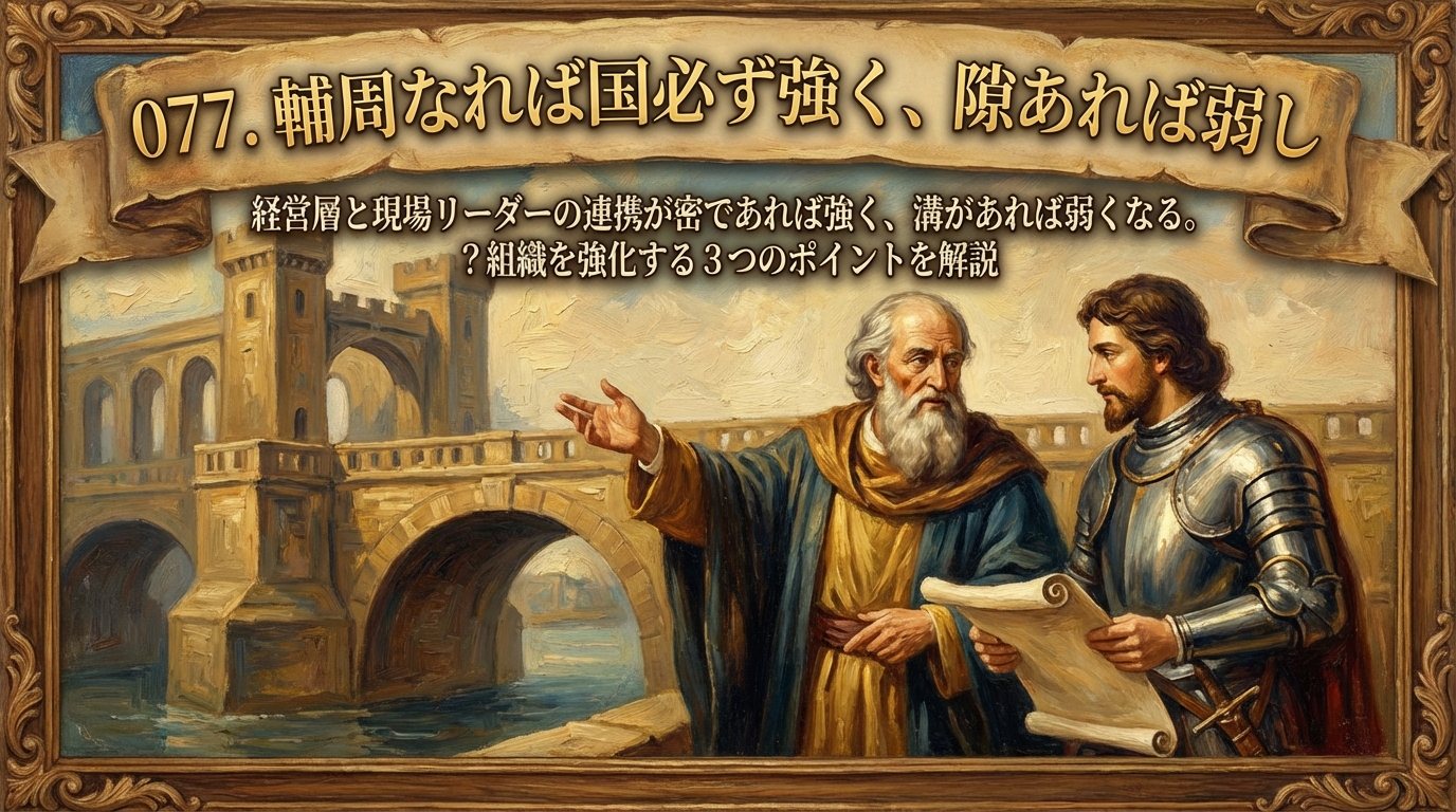 077.輔周なれば国必ず強く、隙あれば弱し ：経営層と現場リーダーの連携が密であれば強く、溝があれば弱くなる。？組織を強化する3つのポイントを解説