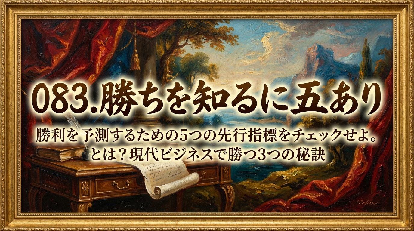 083.勝ちを知るに五あり ：勝利を予測するための5つの先行指標をチェックせよ。とは？現代ビジネスで勝つ3つの秘訣