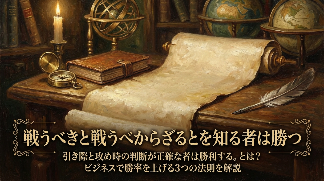 084.戦うべきと戦うべからざるとを知る者は勝つ ：引き際と攻め時の判断が正確な者は勝利する。とは？ビジネスで勝率を上げる3つの法則を解説