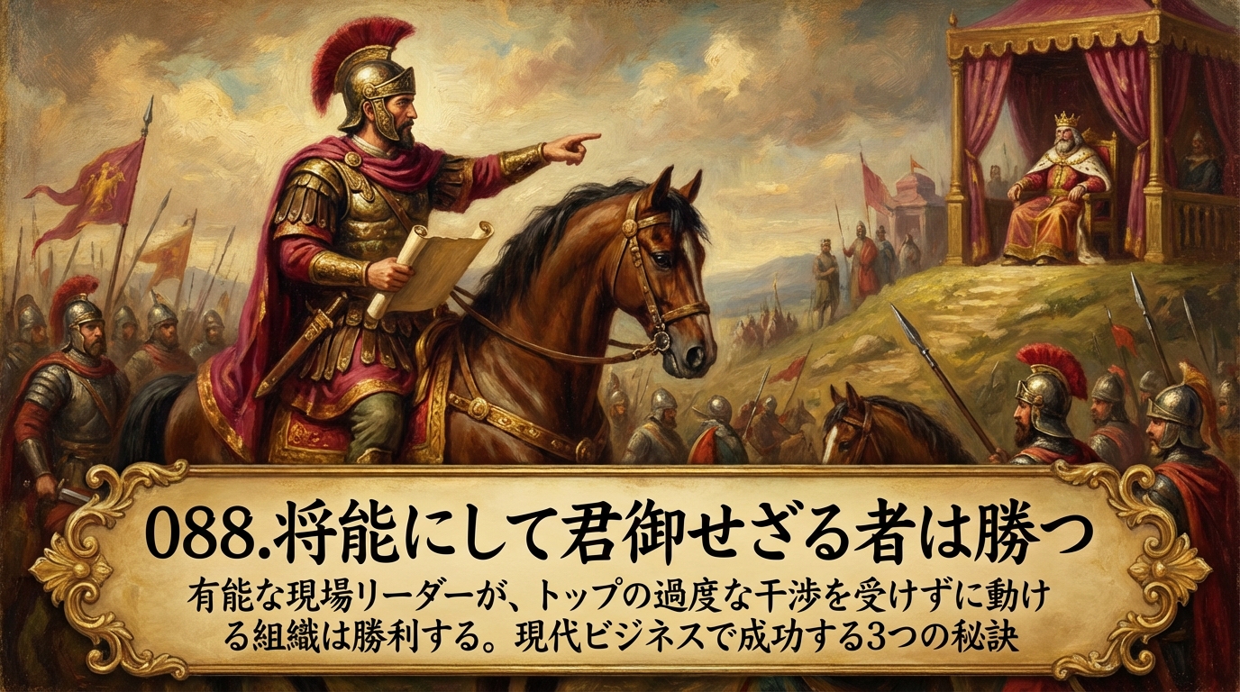088.将能にして君御せざる者は勝つ ：有能な現場リーダーが、トップの過度な干渉を受けずに動ける組織は勝利する。？現代ビジネスで成功する3つの秘訣