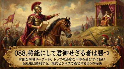 088.将能にして君御せざる者は勝つ ：有能な現場リーダーが、トップの過度な干渉を受けずに動ける組織は勝利する。？現代ビジネスで成功する3つの秘訣