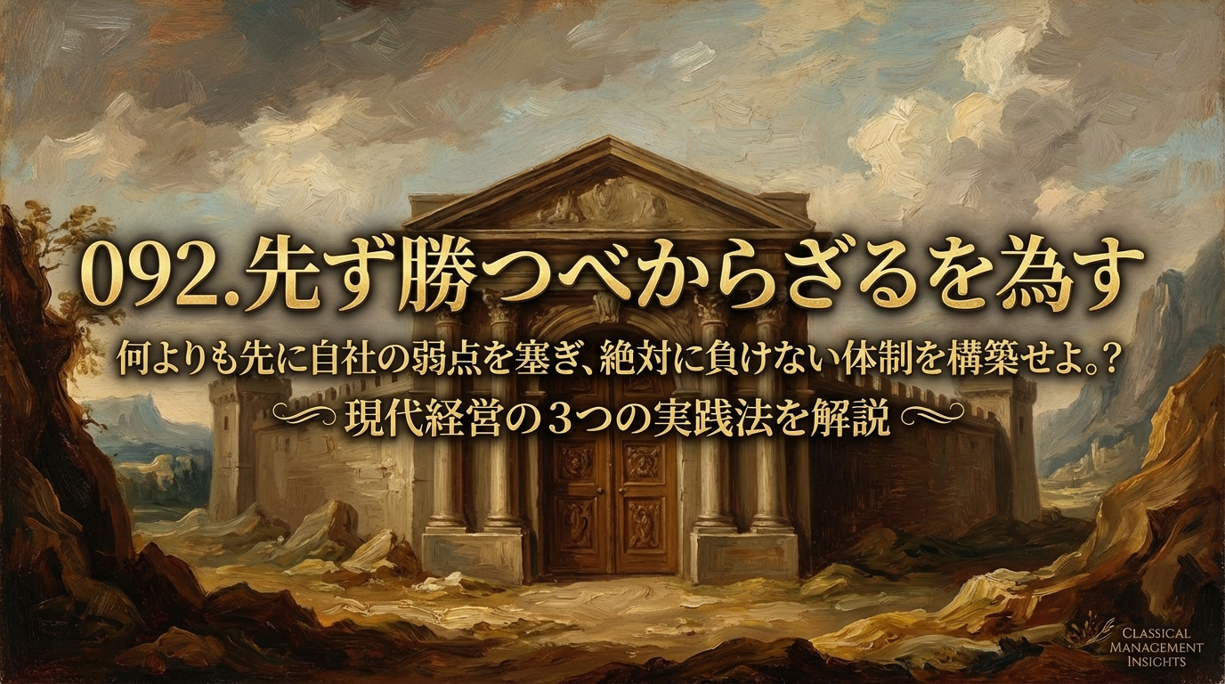 092.先ず勝つべからざるを為す ：何よりも先に自社の弱点を塞ぎ、絶対に負けない体制を構築せよ。？現代経営の3つの実践法を解説