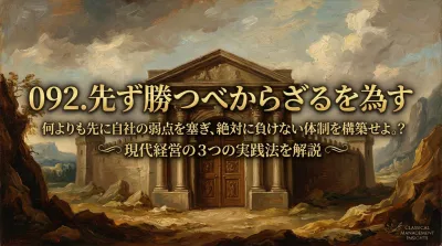 092.先ず勝つべからざるを為す ：何よりも先に自社の弱点を塞ぎ、絶対に負けない体制を構築せよ。？現代経営の3つの実践法を解説