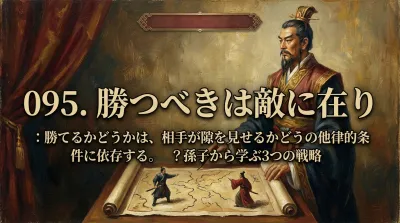 095.勝つべきは敵に在り ：勝てるかどうかは、相手が隙を見せるかどうかの他律的条件に依存する。？孫子から学ぶ3つの戦略