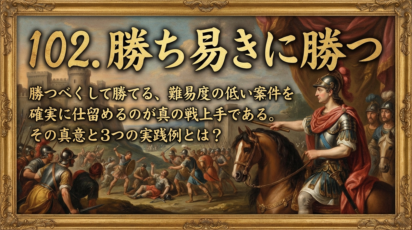 102.勝ち易きに勝つ ：勝つべくして勝てる、難易度の低い案件を確実に仕留めるのが真の戦上手である。その真意と3つの実践例とは？