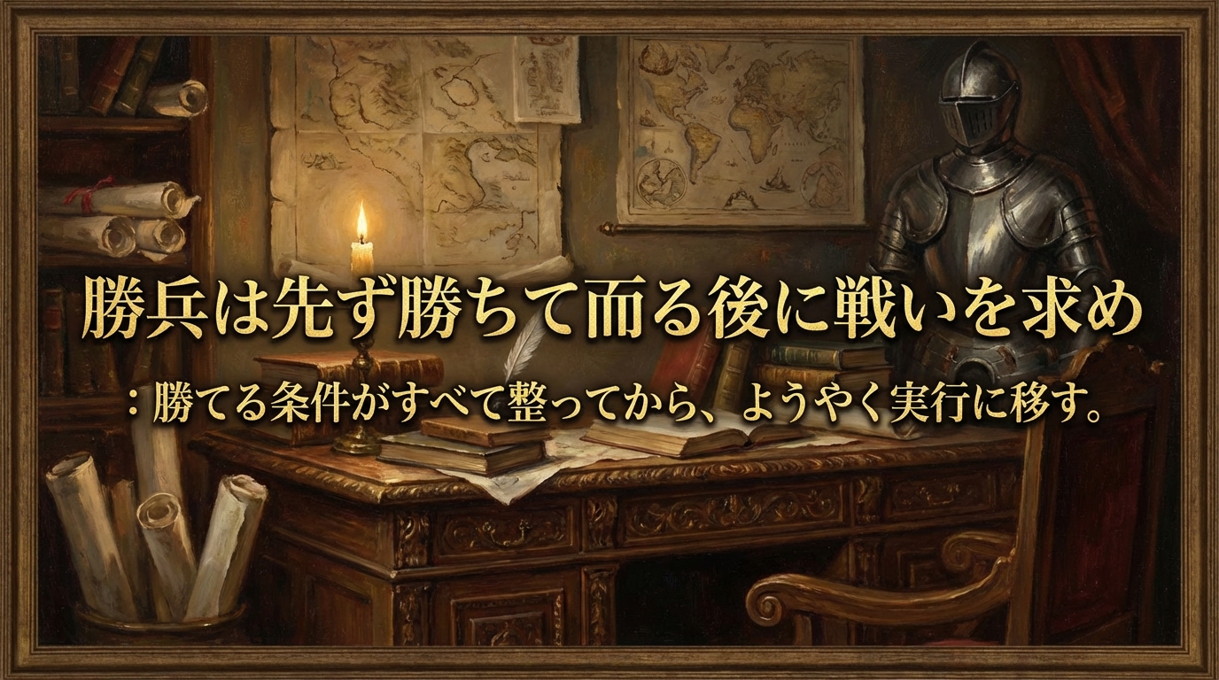 107,勝兵は先ず勝ちて而る後に戦いを求め ：勝てる条件がすべて整ってから、ようやく実行に移す。の意味とは？ビジネスでの活用法を解説