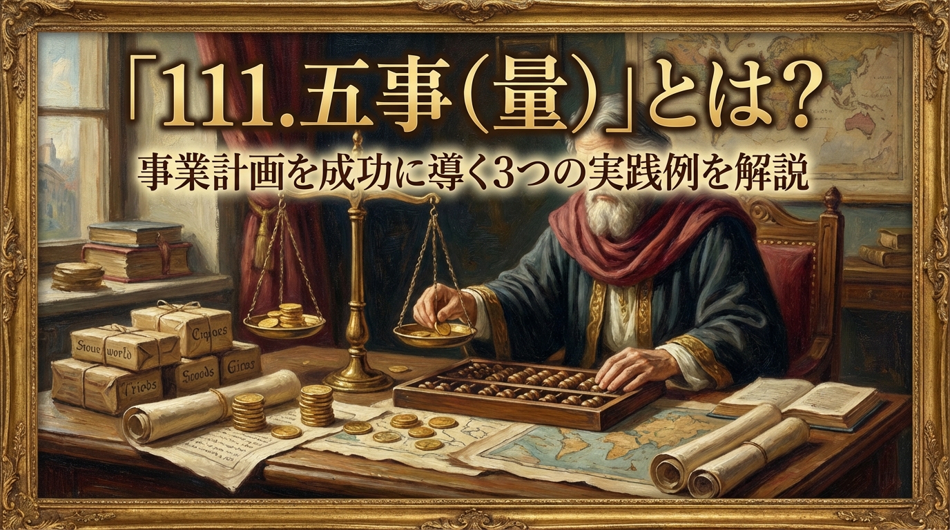 「111.五事（量） ：度に基づき、市場獲得に必要な物資や資金の物量を計算する。」とは？事業計画を成功に導く3つの実践例を解説