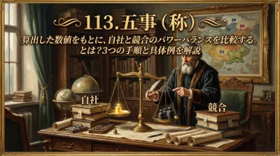 113.五事（称） ：算出した数値をもとに、自社と競合のパワーバランスを比較する。とは？3つの手順と具体例を解説