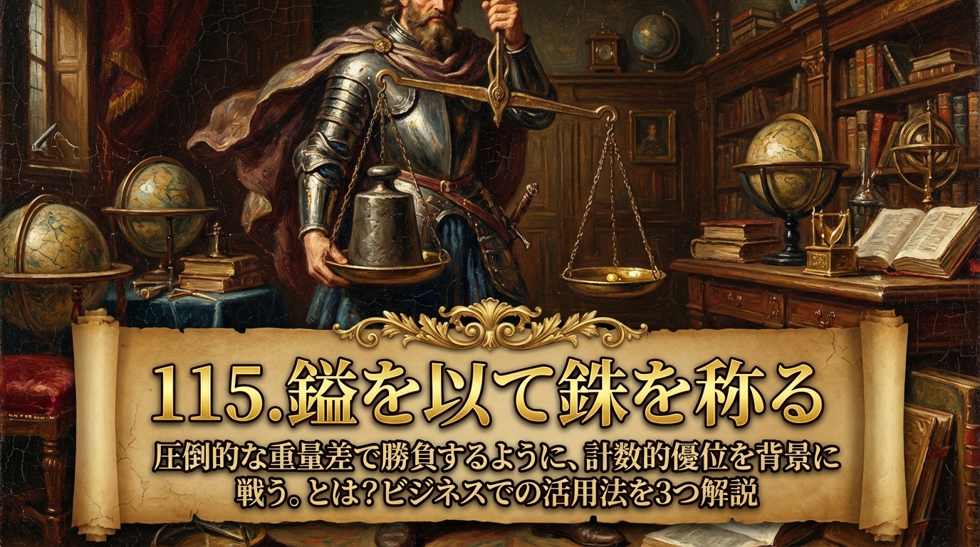 115.鎰（いつ）を以て銖（しゅ）を称（はか）る ：圧倒的な重量差で勝負するように、計数的優位を背景に戦う。とは？ビジネスでの活用法を3つ解説