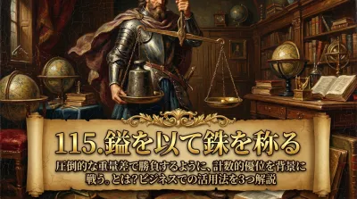 115.鎰（いつ）を以て銖（しゅ）を称（はか）る ：圧倒的な重量差で勝負するように、計数的優位を背景に戦う。とは？ビジネスでの活用法を3つ解説