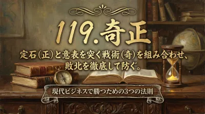 119.奇正（きせい） ：定石（正）と意表を突く戦術（奇）を組み合わせ、敗北を徹底して防ぐ。？現代ビジネスで勝つための3つの法則