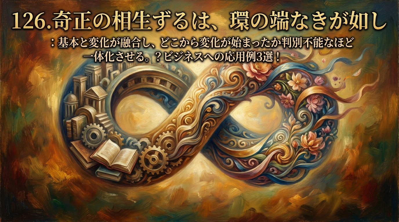126.奇正の相生ずるは、環の端なきが如し ：基本と変化が融合し、どこから変化が始まったか判別不能なほど一体化させる。？ビジネスへの応用例3選！