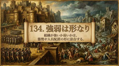 134.強弱は形なり ：組織が強いか弱いかは、態勢や人員配置の形に依存する。の意味とは？現代ビジネスでの活用法を解説
