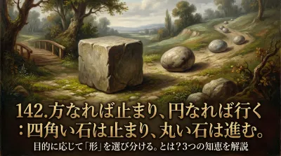 142.方なれば止まり、円なれば行く ：四角い石は止まり、丸い石は進む。目的に応じて「形」を選び分ける。とは？3つの知恵を解説