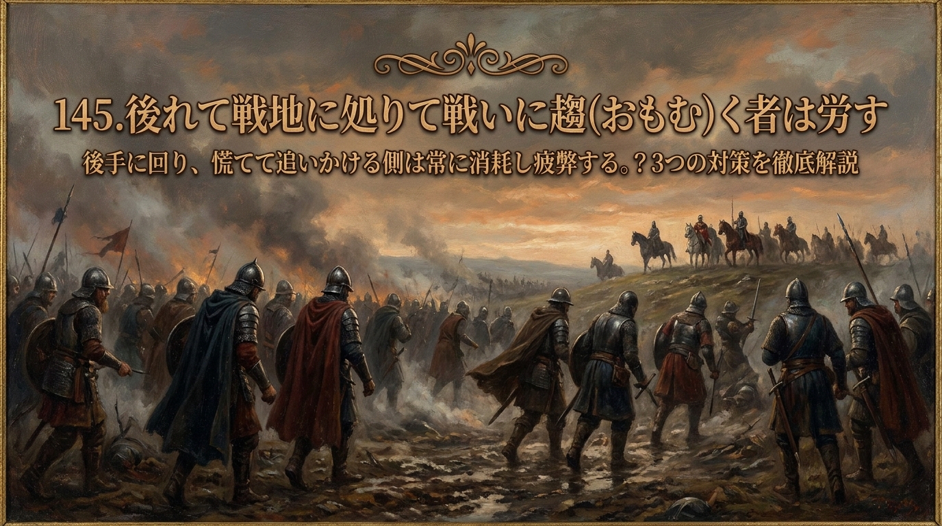 145.後れて戦地に処りて戦いに趨(おもむ)く者は労す :後手に回り、慌てて追いかける側は常に消耗し疲弊する。?3つの対策を徹底解説