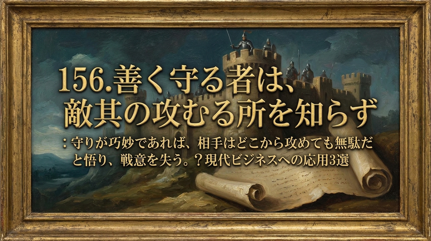 156.善く守る者は、敵其の攻むる所を知らず ：守りが巧妙であれば、相手はどこから攻めても無駄だと悟り、戦意を失う。？現代ビジネスへの応用3選