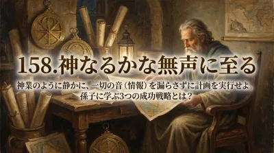 158.神なるかな無声に至る ：神業のように静かに、一切の音（情報）を漏らさずに計画を実行せよ。孫子に学ぶ3つの成功戦略とは？