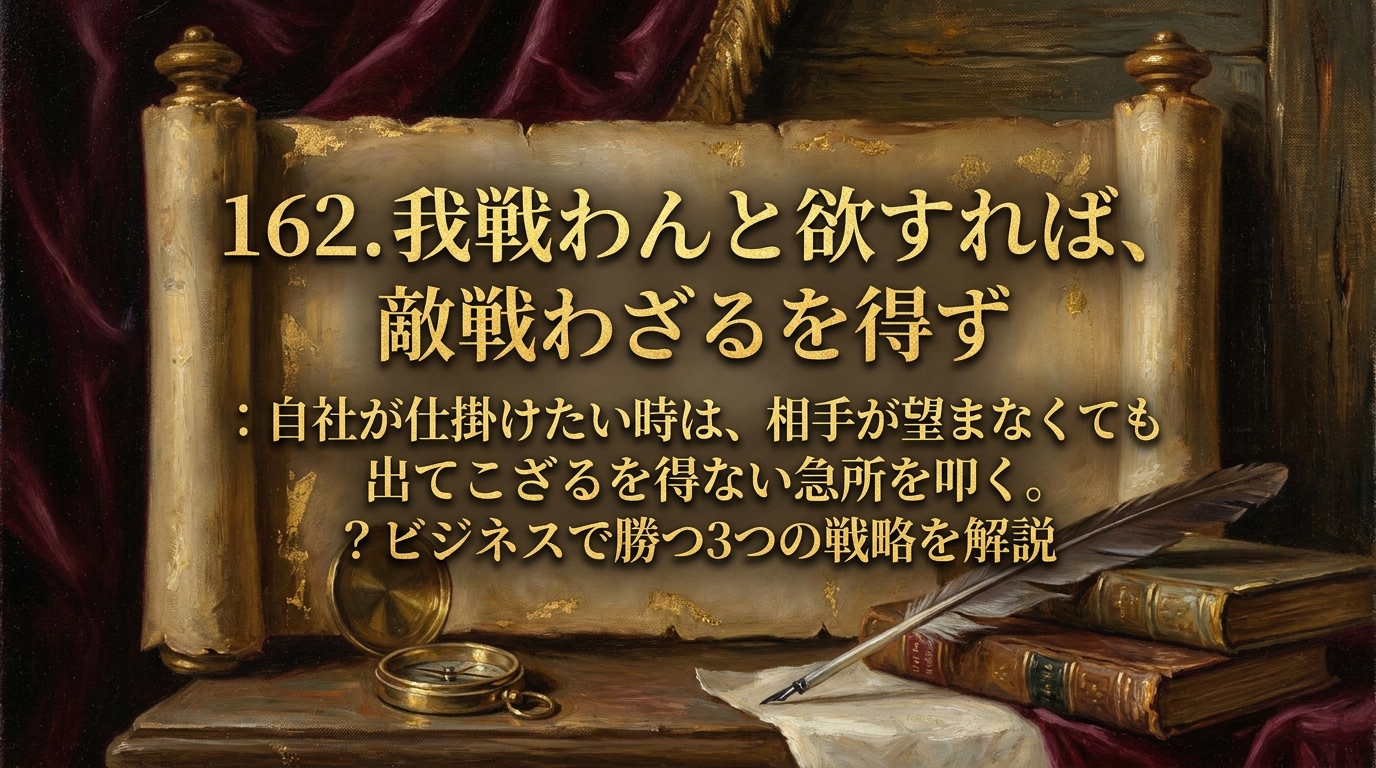 162.我戦わんと欲すれば、敵戦わざるを得ず ：自社が仕掛けたい時は、相手が望まなくても出てこざるを得ない急所を叩く。？ビジネスで勝つ3つの戦略を解説