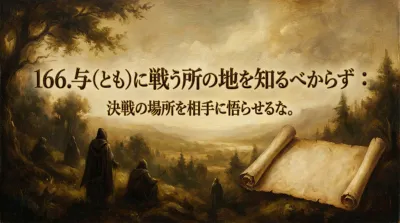 166.与（とも）に戦う所の地を知るべからず ：決戦の場所を相手に悟らせるな。の意味は？現代の戦略を徹底解説
