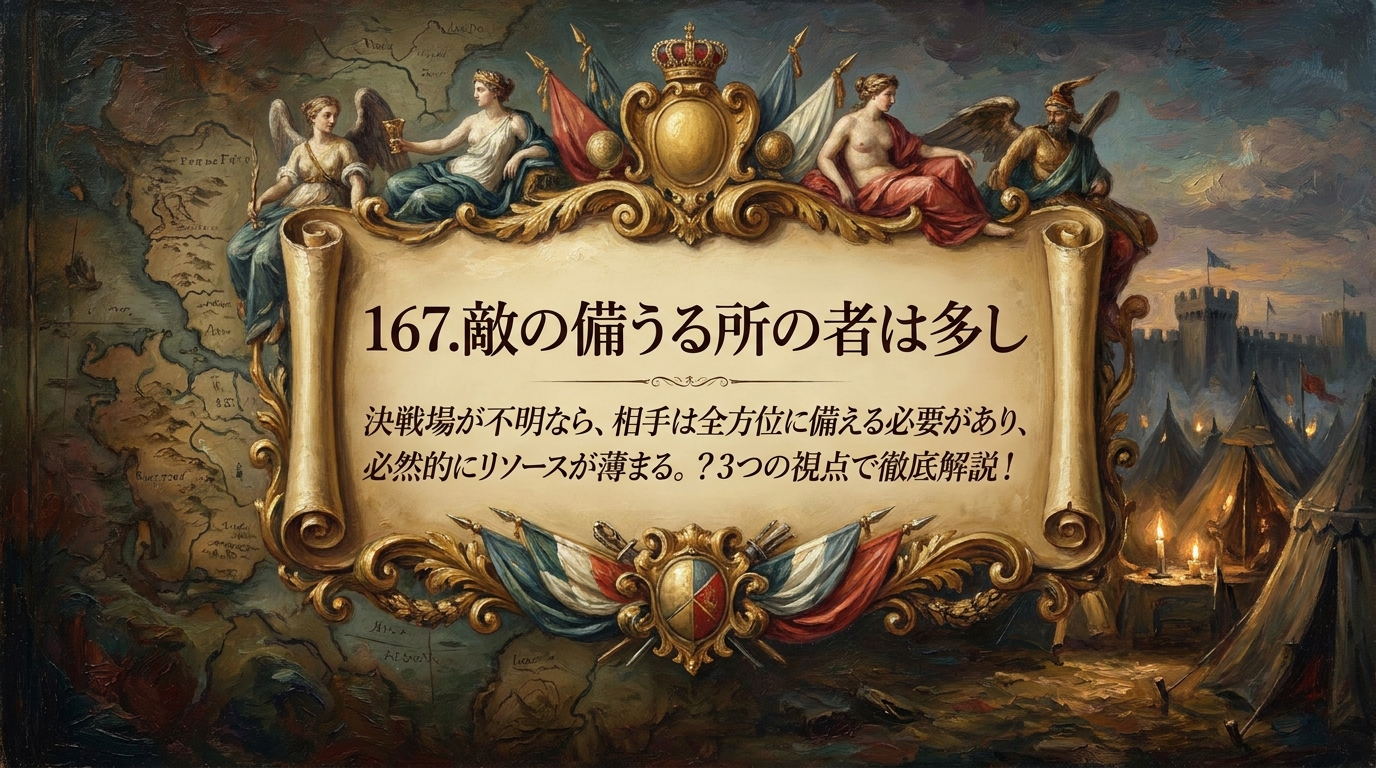 167.敵の備うる所の者は多し :決戦場が不明なら、相手は全方位に備える必要があり、必然的にリソースが薄まる。?3つの視点で徹底解説!