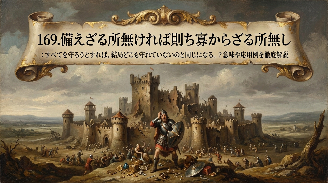 169.備えざる所無ければ則ち寡からざる所無し :すべてを守ろうとすれば、結局どこも守れていないのと同じになる。?意味や応用例を徹底解説