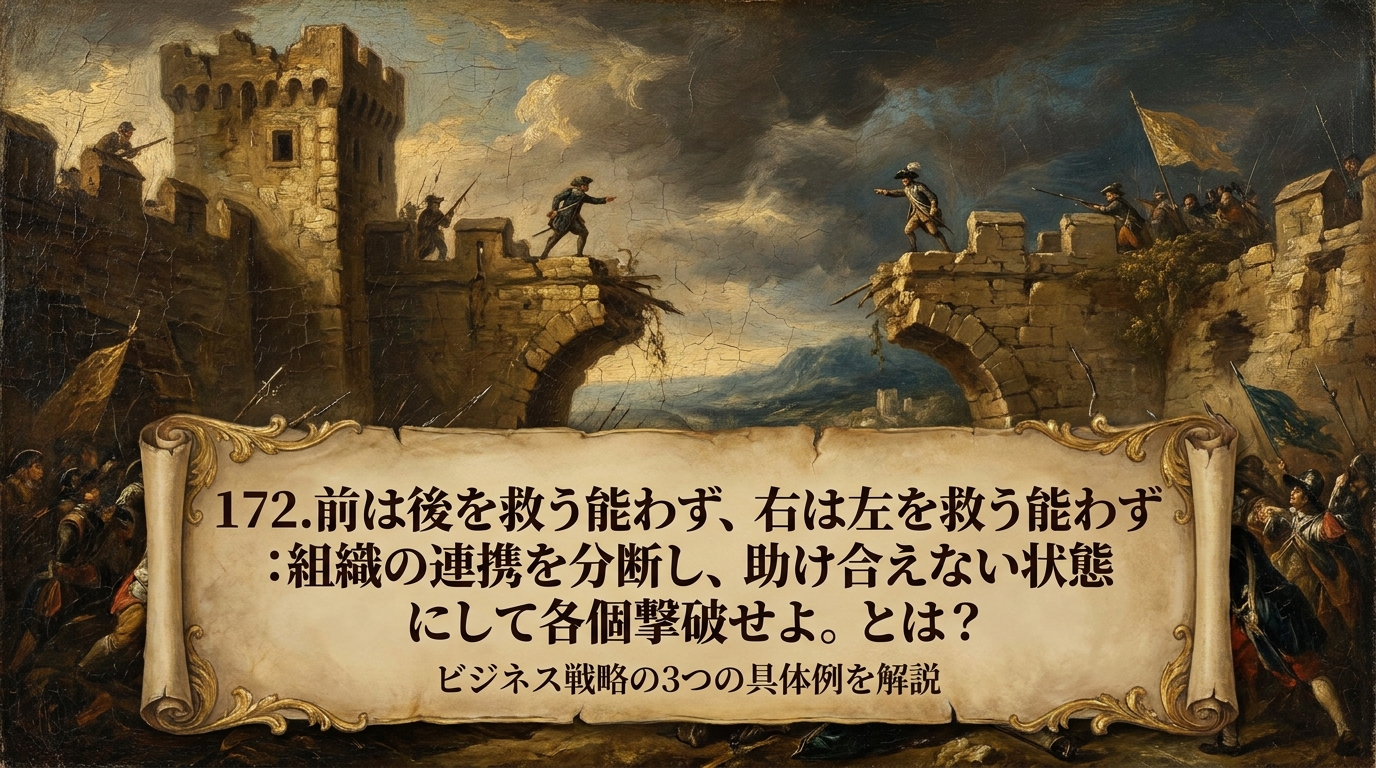 172.前は後を救う能わず、右は左を救う能わず ：組織の連携を分断し、助け合えない状態にして各個撃破せよ。とは？ビジネス戦略の3つの具体例を解説