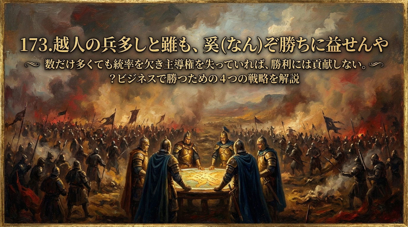 173.越人の兵多しと雖も、奚（なん）ぞ勝ちに益せんや ：数だけ多くても統率を欠き主導権を失っていれば、勝利には貢献しない。？ビジネスで勝つための4つの戦略を解説