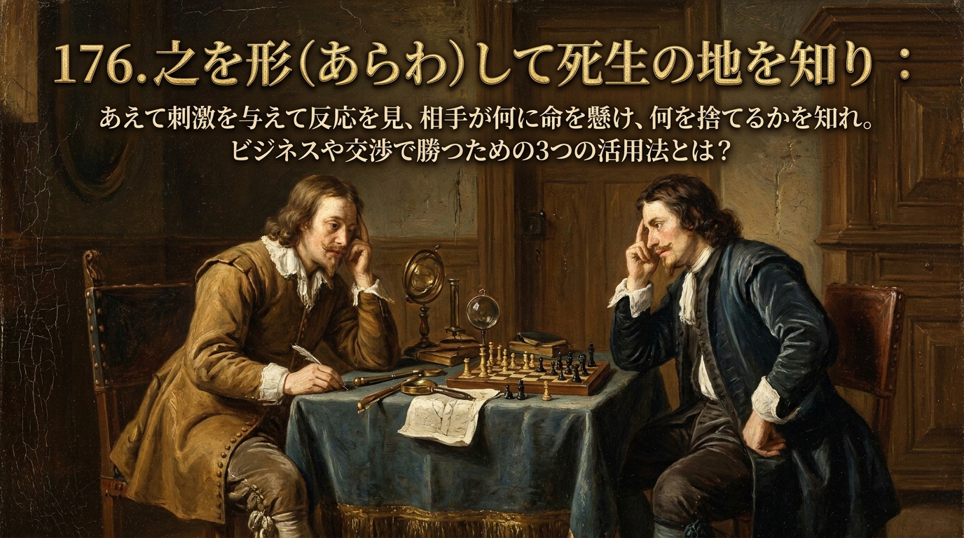 176.之を形（あらわ）して死生の地を知り ：あえて刺激を与えて反応を見、相手が何に命を懸け、何を捨てるかを知れ。ビジネスや交渉で勝つための3つの活用法とは？
