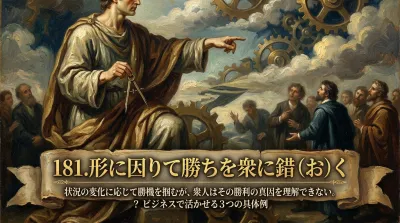 181.形に因りて勝ちを衆に錯（お）く ：状況の変化に応じて勝機を掴むが、衆人はその勝利の真因を理解できない。？ビジネスで活かせる3つの具体例