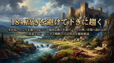 184.高きを避けて下（ひく）きに趨（おもむ）く ：水が高いところを避けるように、強固な競合を避け、守りの薄い市場へ流れ込め。の真意とは？ビジネス戦略での活用法を徹底解説