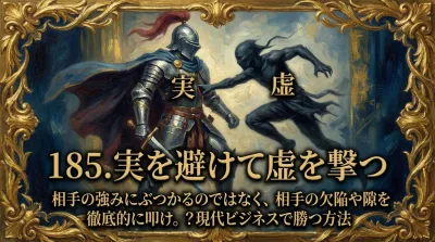 185.実を避けて虚を撃つ ：相手の強みにぶつかるのではなく、相手の欠陥や隙を徹底的に叩け。？現代ビジネスで勝つ方法